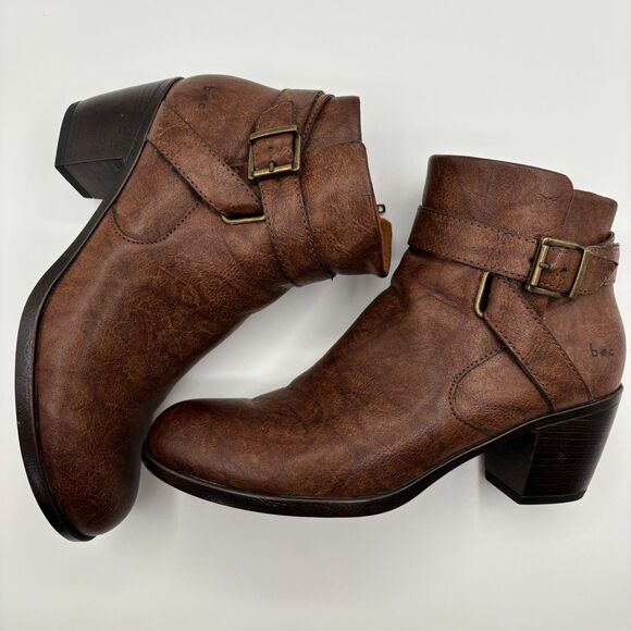 b.o.c. Shoes - b.o.c. | Brown Faux Leather Short Boot with 2" Heel | Women's Size 8.5M